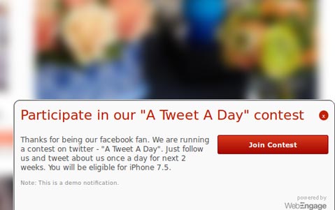 Notification on website